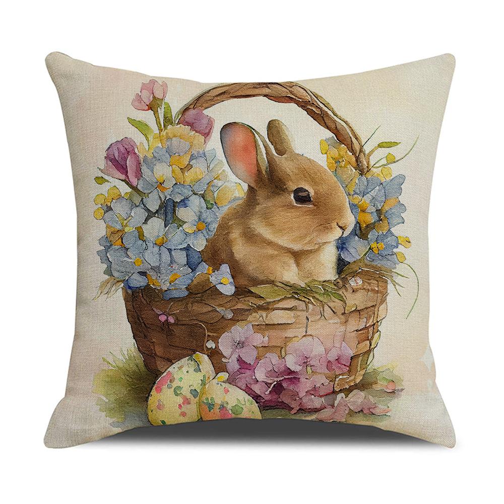 Neuer Oster-Kissenbezug Frühling Beliebt Retro Hase Dekokissen Sofa Kissenbezug