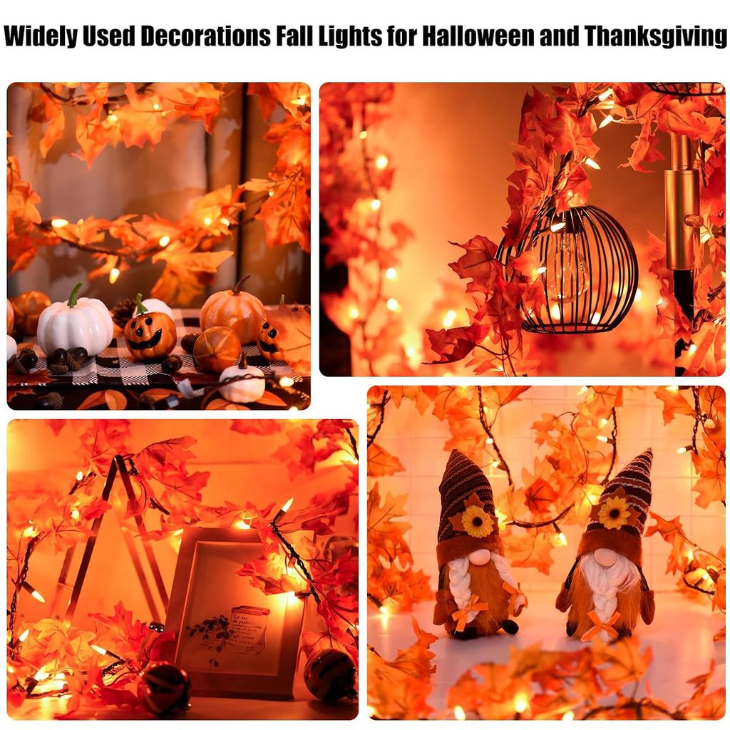 3M Christmas Decoration Artificial Maple Leaf Leaves LED Light String Lantern Garland Home Party DIY Deco Halloween New Yea