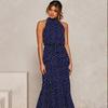 Women Solid Dot Long Dresses 2025 Summer Sexy Halter Strapless Lace Up Dress Female Boho Beach Holiday Maxi Dresses Casual Robe