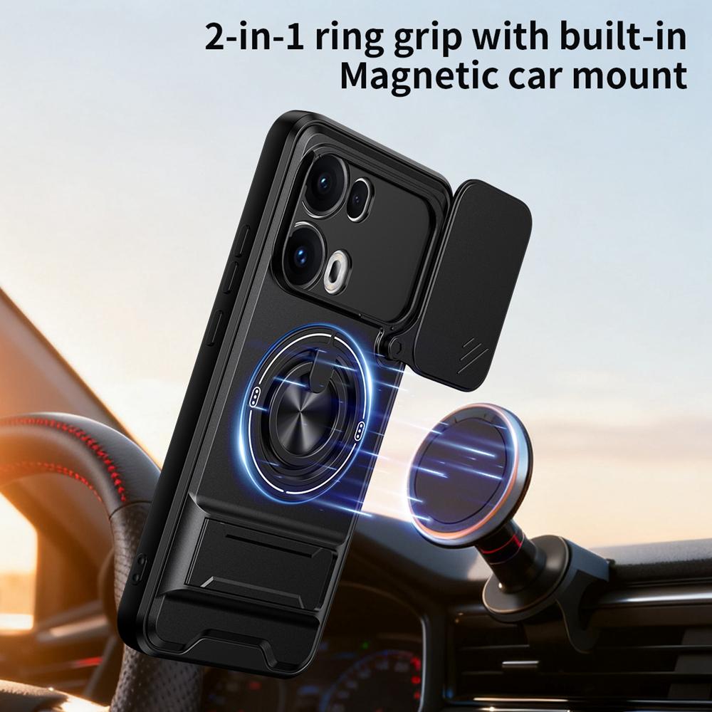 KEYSION Magnetic Phone Case for OPPO Reno13 Pro 5G Reno13 F 5G Slide Camera Protection Upright Kickstand Ring Shockproof Cover