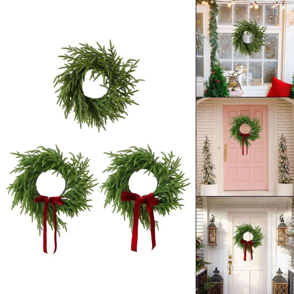 19inch Artificial Pine Christmas Wreath Versatile Front Door Wreath Realistic for Store Gate Decor Accessory Lightweight Sturdy