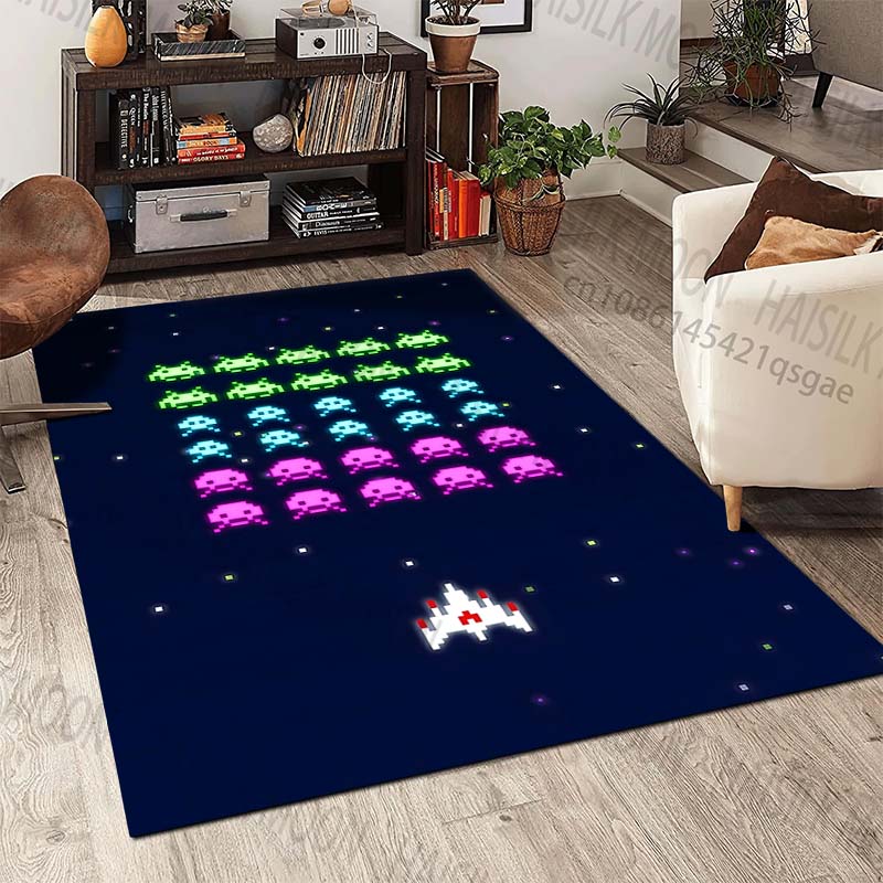 Classic pixel alien shooter Pattern Rug Carpets for Bedroom Living Room Sofa Mat Creative Door Mat Cloakroom Home Decor