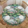 Round Waterproof Nelumbo Nucifera Lilies  Table Cover Water Lilies Painting  Tablecloth for Picnic 70 Inch Table Cloth