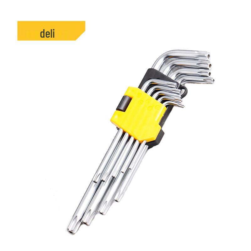 Deli 9-Piece Long Tamper-Proof Torx Hex Key Set