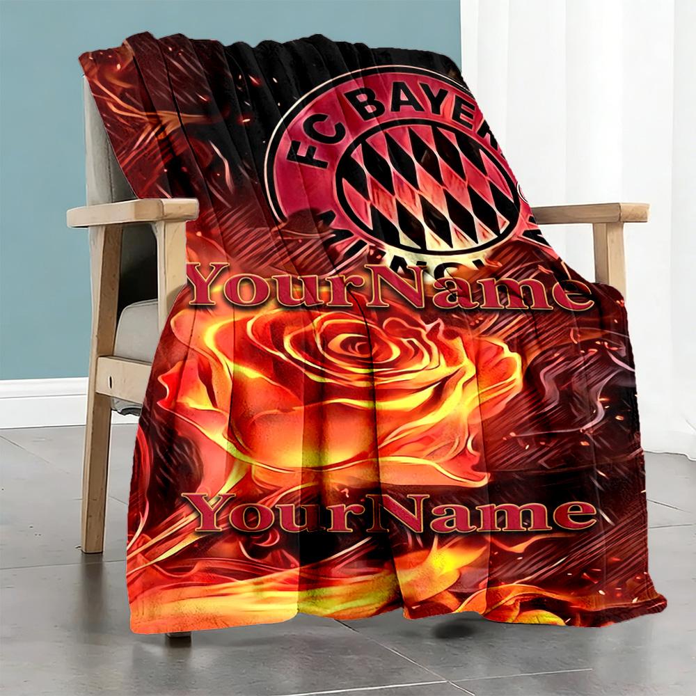 Bayern Munich Customize Your Name Blanket Cozy Customizable Blanket Ultra-Soft Perfect for Living Room Livingroom Office Bedding Ideal for All Seasons