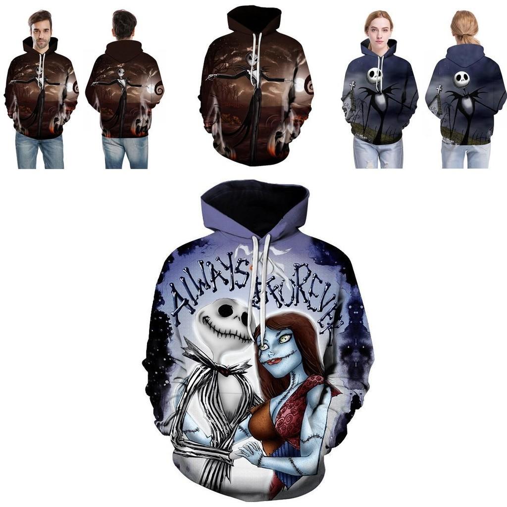 Nightmare Before Christmas Hoodie Pullover Sweatshirt Featuring Jack And Sally Design