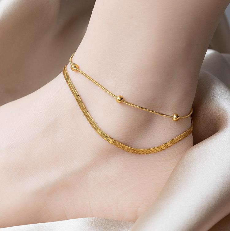 Stylish Titanium Steel Heart Anklet for Women – Durable, Versatile Beach Foot Chain