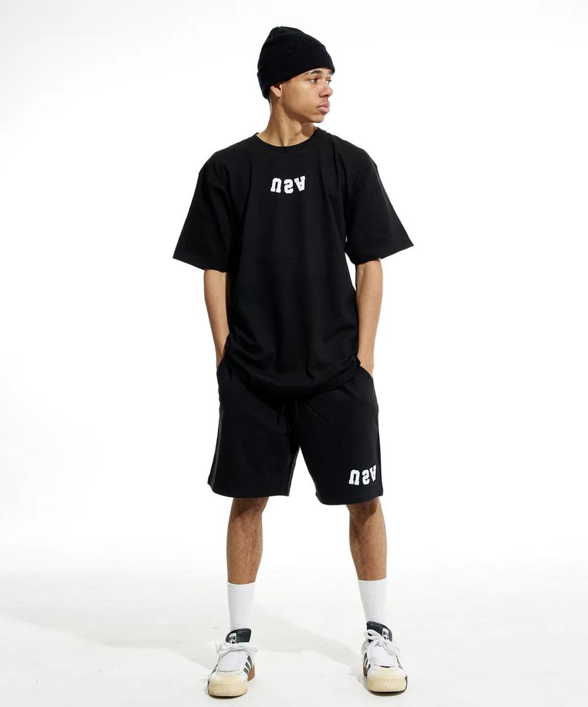 CREAM SODA LAB [2Pack] Reverse Usa Small Logo Short Sleeve T-Shirt Black (White) White (Navy)