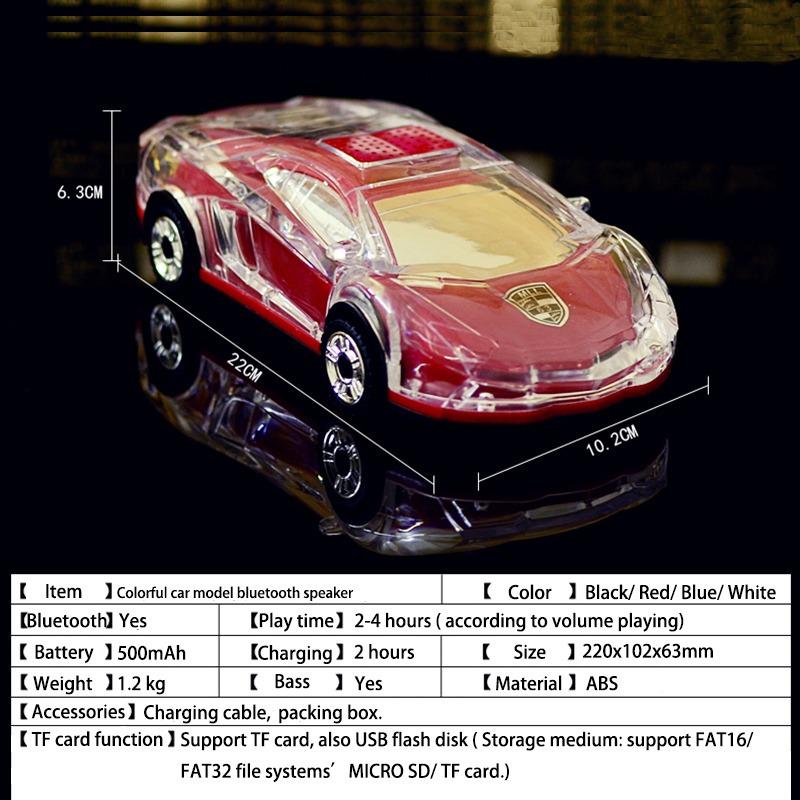 Bluetooth Car Model Speakers Stereo Car Shape Speaker Support USB TF Card Music Player Bass