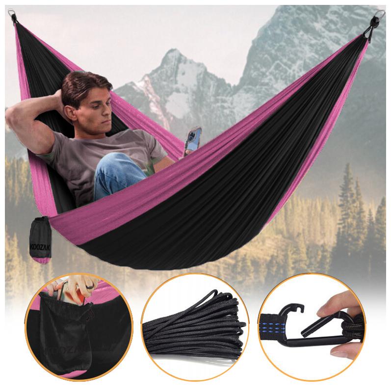 Garden tourist hammock for two people, large, xxl, compact, survival set