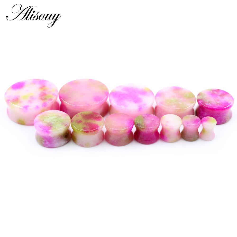 Alisouy 1PC Белый Фиолетовый Красный Натуральный Камень Расклешенный Ушной Туннель Пробка Растяжитель Плоти Расширитель Измерители Серьги Пирсинг Украшения Для Тела 10mm красный