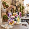 Floral Print Tote Bag Large Capacity Daily Carry Handbag for Shopping Travel Women Portable Canvas Shoulder Bag