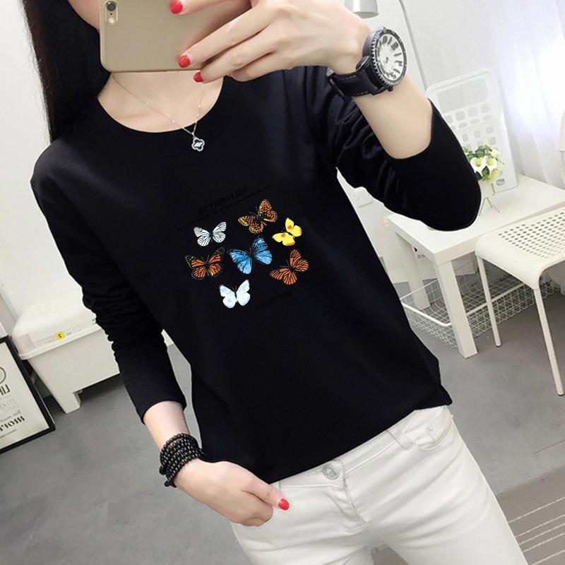 Women Crew Neck Long Sleeve T‑Shirt Loose Large Size Animal Print Pullover Casual Fall Base Top
