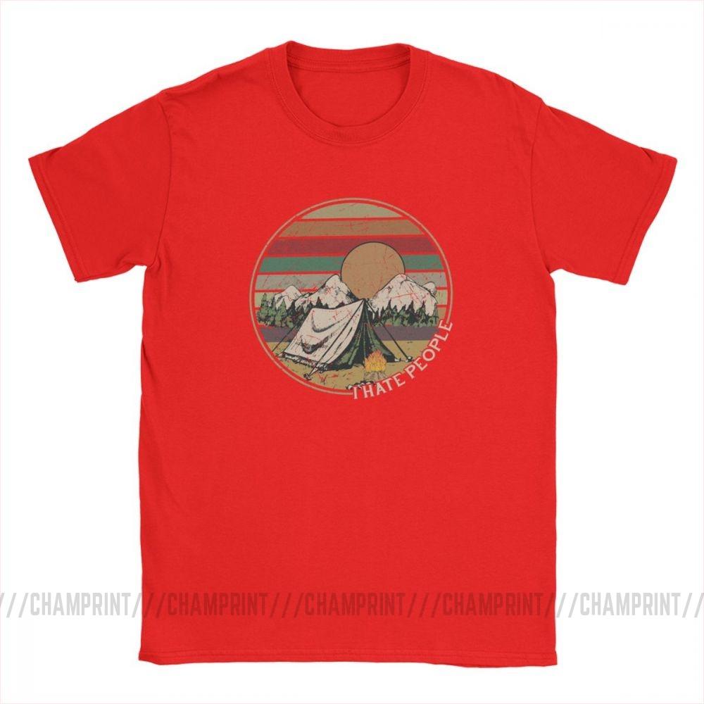 Love Camping I Hate People Vintage Funny T Shirts For Men Camping Hiking Short Sleeve Tops XL