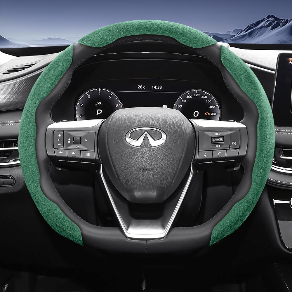 bpzsw1 Suitable for Infiniti Sports Suede Leather Steering Wheel Cover with Split Snap-On Design for Models Such as Q50 Qx50 Qx55