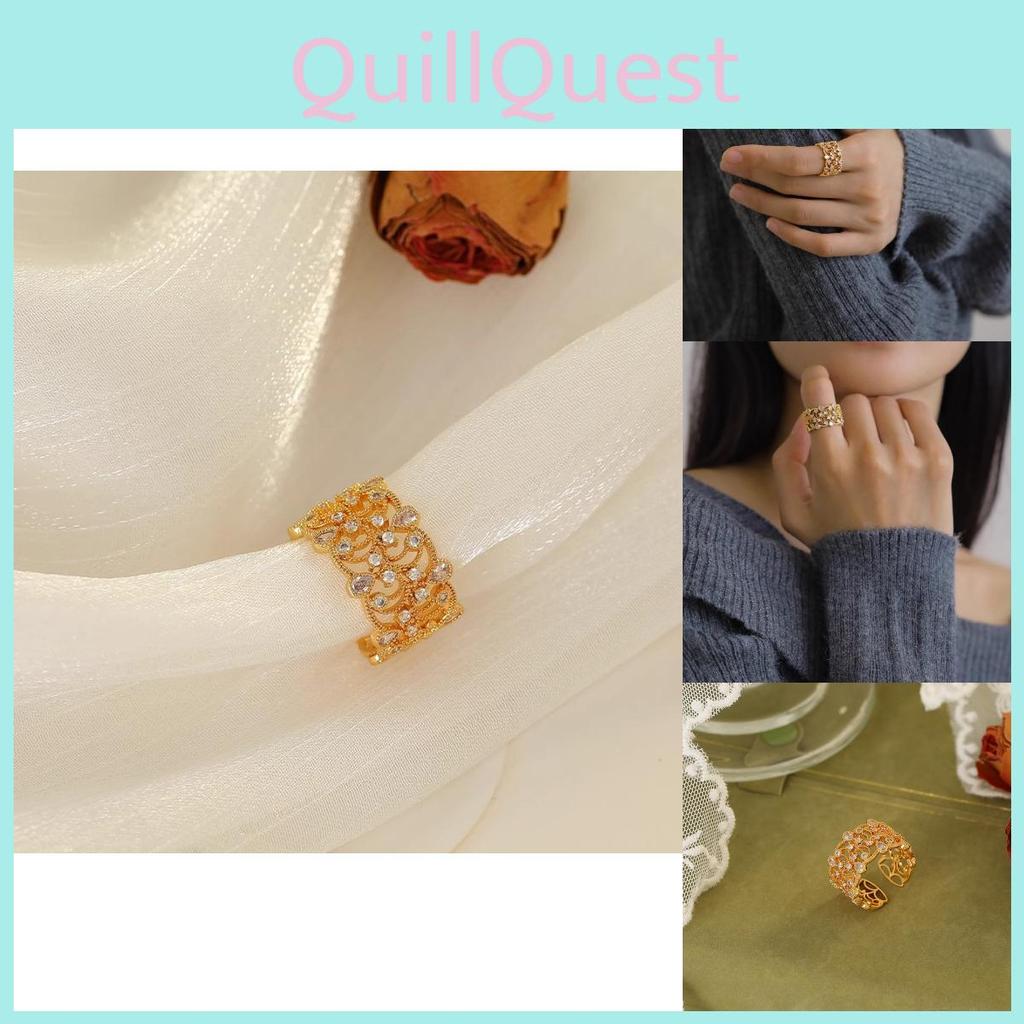 Unique Vintage Style Lace Water Drop Adjustable Copper Ring For Women Fashion Jewelry