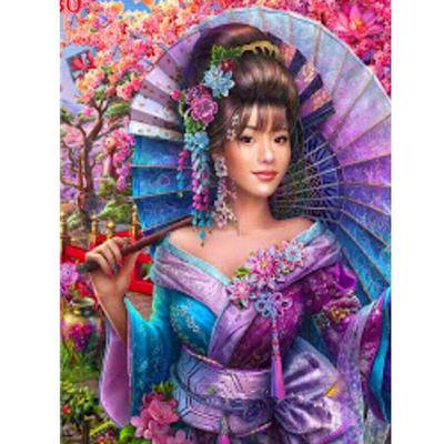Diamond Painting Japanese Woman Cross Stitch Full Round Diamonds Embroidery