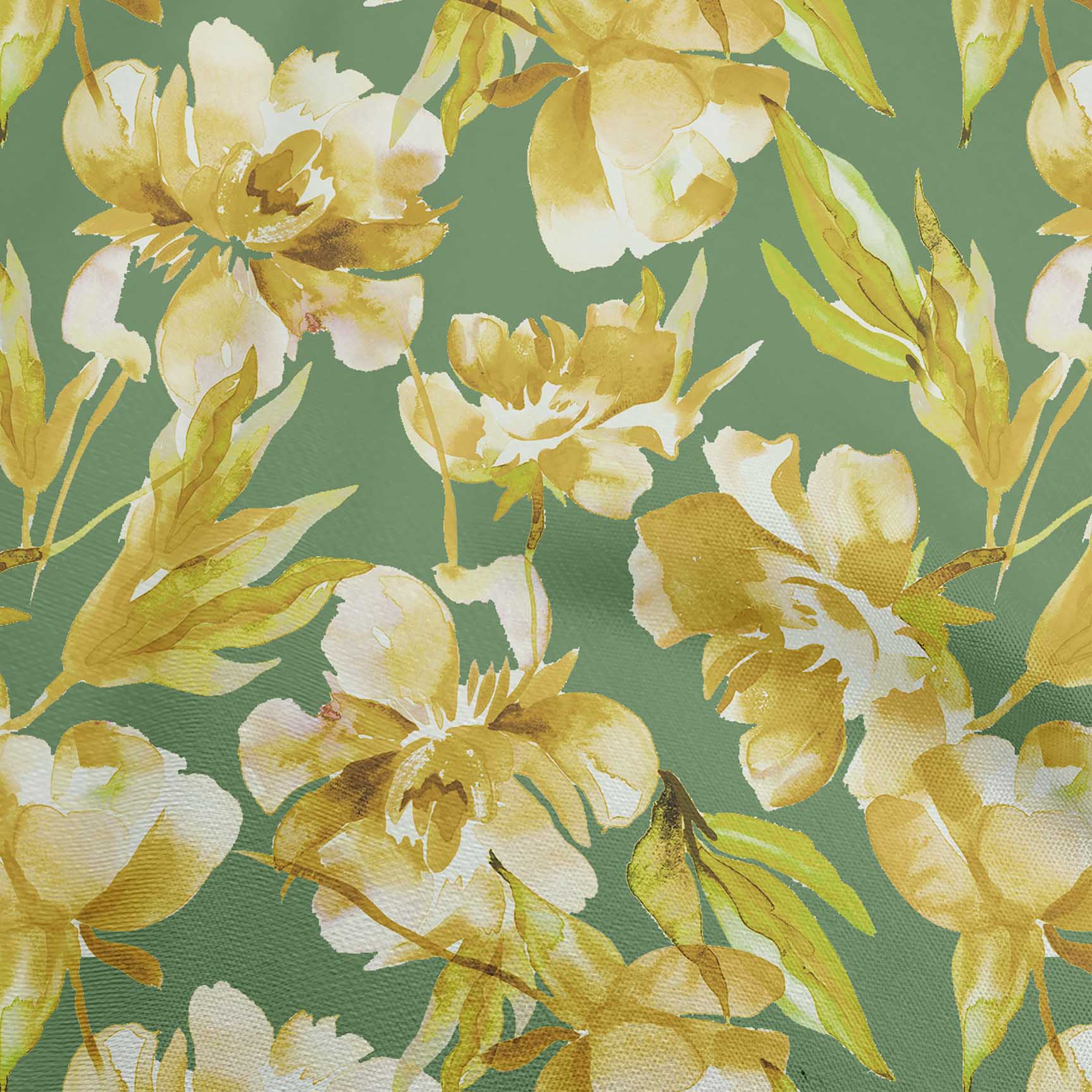 

OneOone Cotton Flex Green Fabric Florals Quilting Materials Print Швейна тканина у дворі 40 дюймів 42 Inch Wide - Viscose Chiffon жовтий