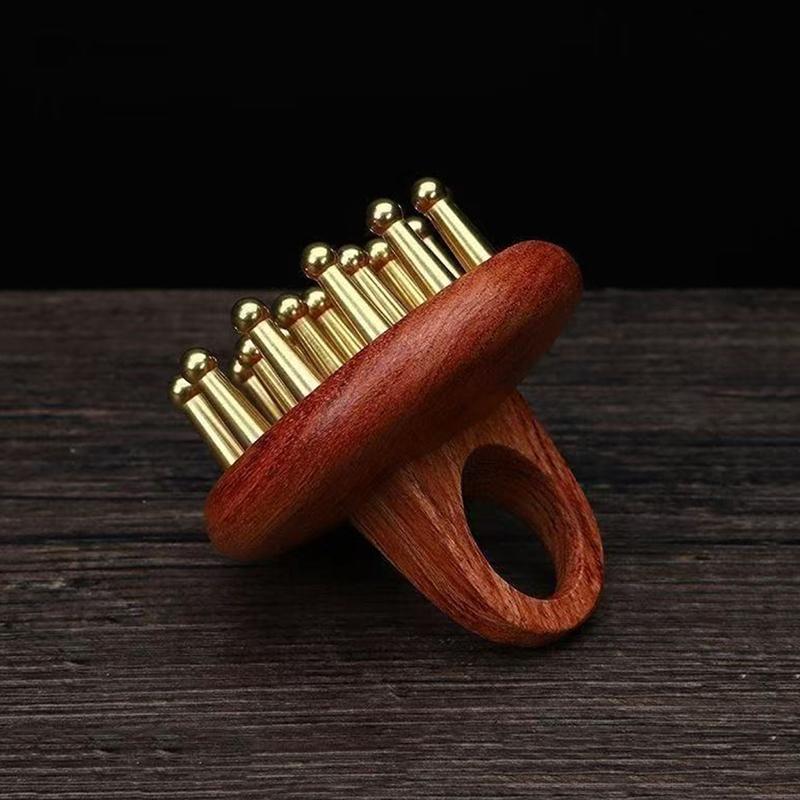 Head Meridians Massage Comb Copper Sandalwood Meridians Fine Tooth Comb Needling Guasha Scalp Massage Brush Relax Body Massager