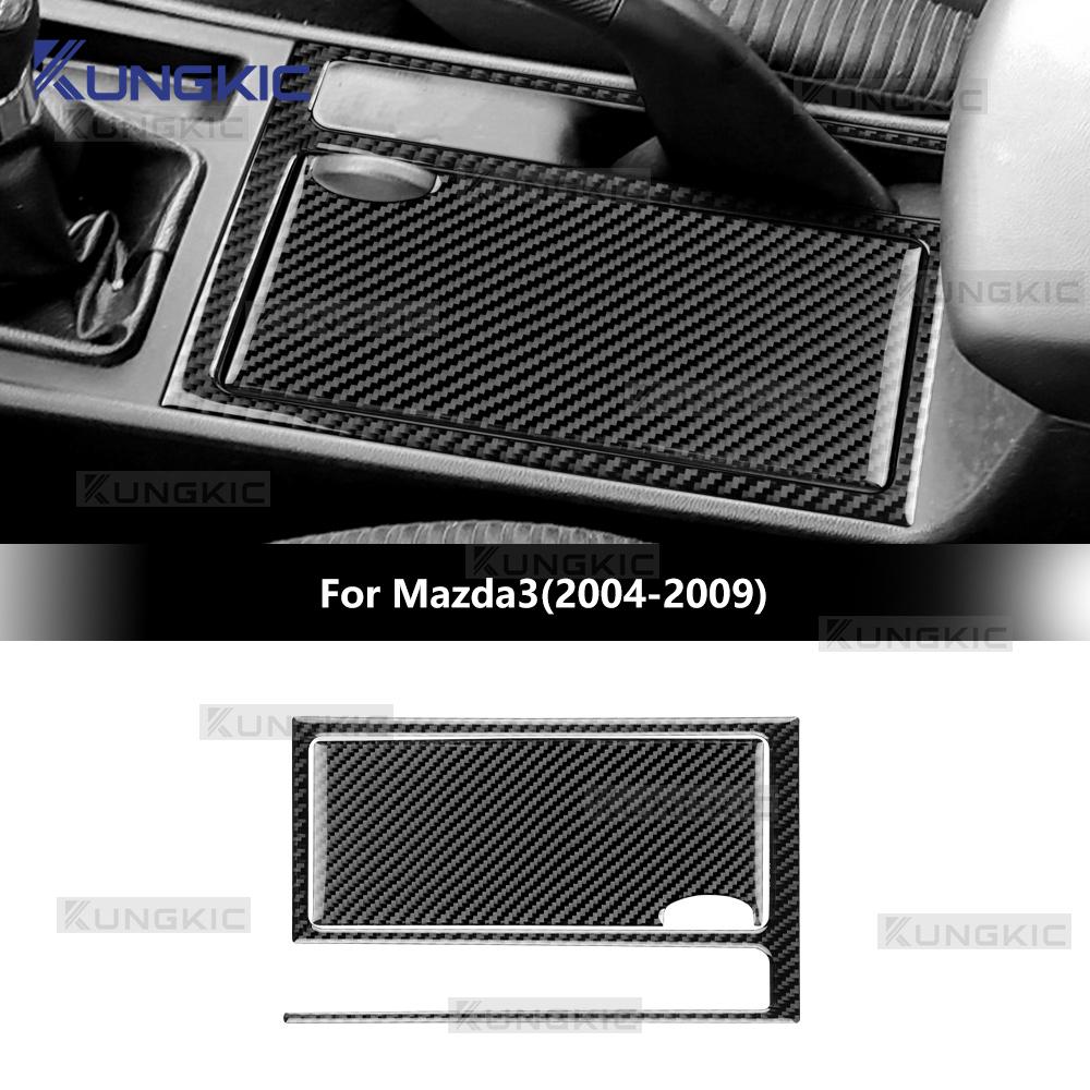For Mazda 3 BK 2004 2005 2006 2007 2008 2009 Real Soft Carbon Fiber Sticker Gear Shift Cup Holder Trim Sticker Car Accessories