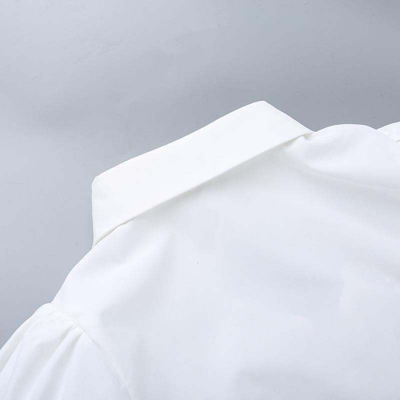 GMXIA Summer Polo Collar Puffy Sleeve Smock Top Corn-eye Webbing Slim-fit Halter Dress for Women