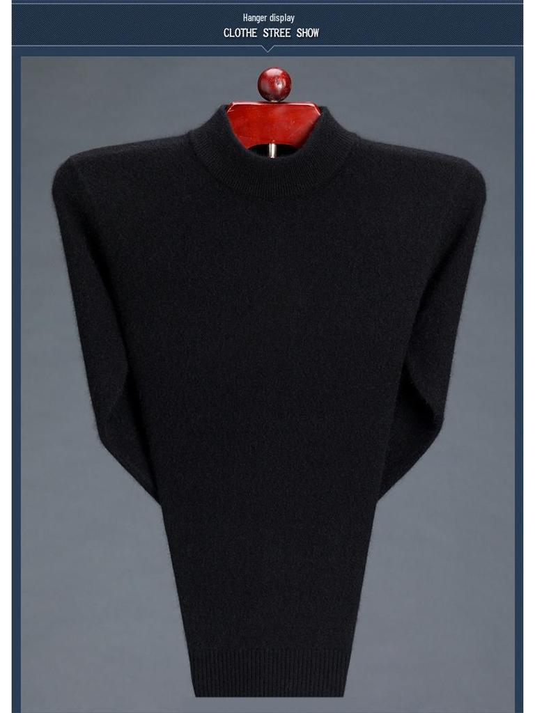 Men's Thick Cashmere Wool Sweater - Loose Fit, Round/Half-High Neck Pullover