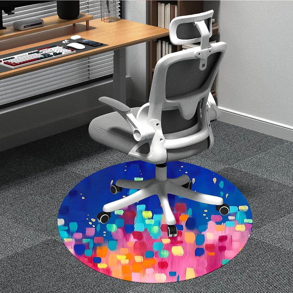 1pc Abstract Colors Office Round Rug, Non-slip, Soft and Durable Office Rug for Interior Decoration, Perfect for Office, Beautiful Decoration yy260323