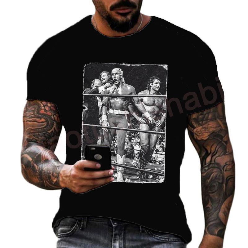 Summer Men's Printing Famous Wrestling Competition T-shirt Children's Street Round Neck Sports Large Top