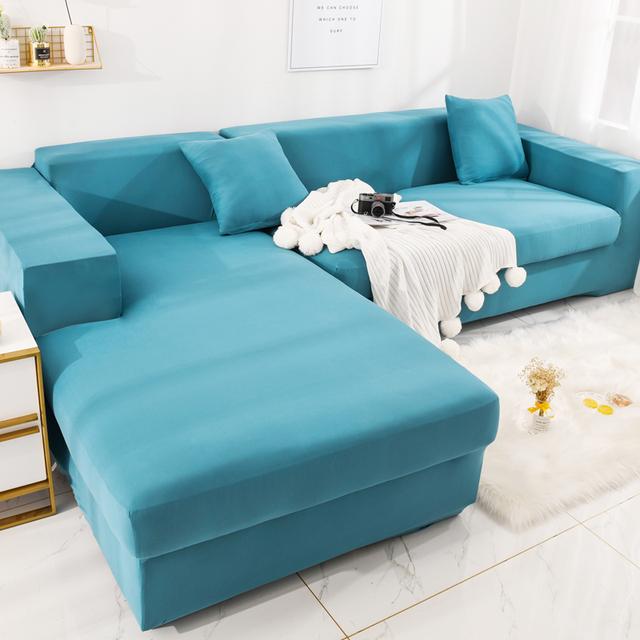 Plain Corner Sofa Covers For Living Room Elastic Spandex Couch Cover Stretch Slipcovers L Shape Sofa Need Buy 2pcs Sofa Cover