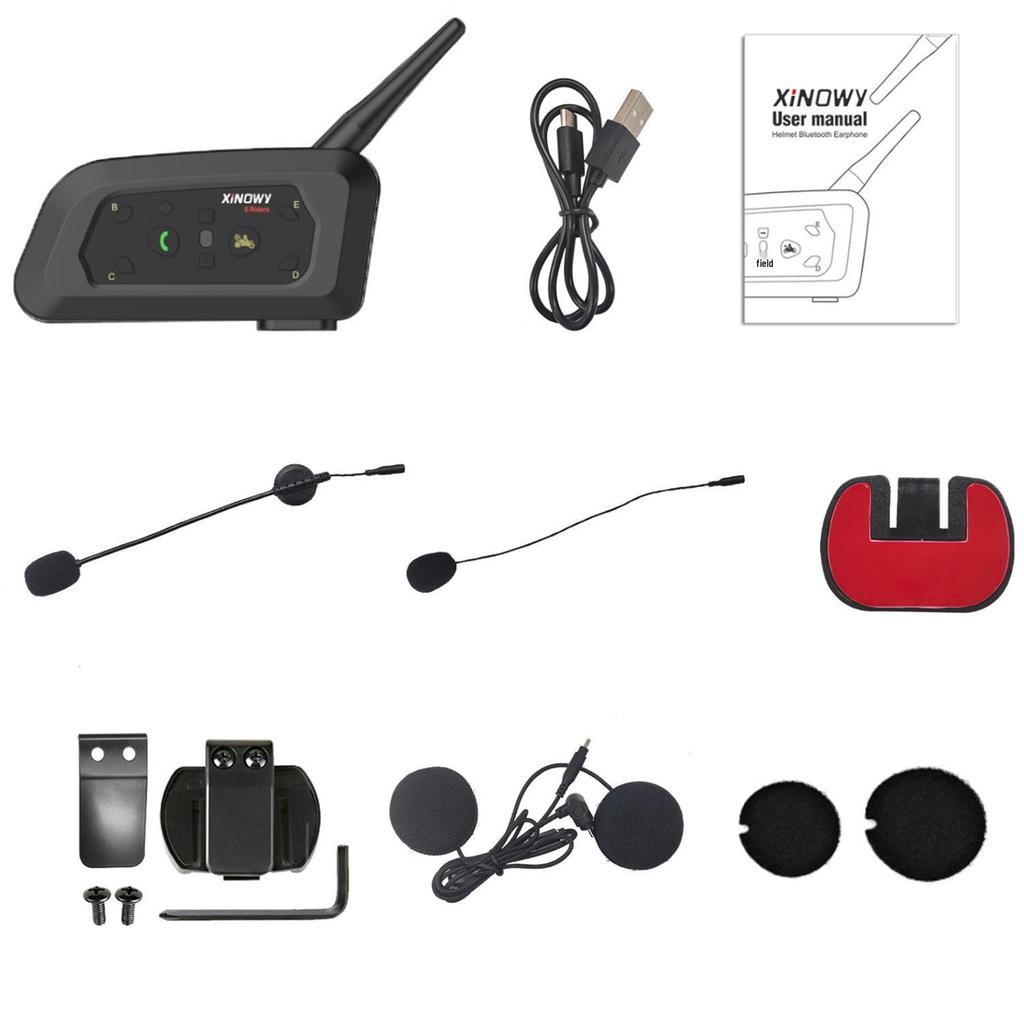 Xinowy V6 Pro Type-C Motorcycle Bluetooth Helmet Headset with Two-Person Intercom