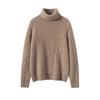 Elegant Women's High-Neck Cashmere Sweater: Double-Ply Thick, Large Cable Knit, Perfect for Autumn & Winter