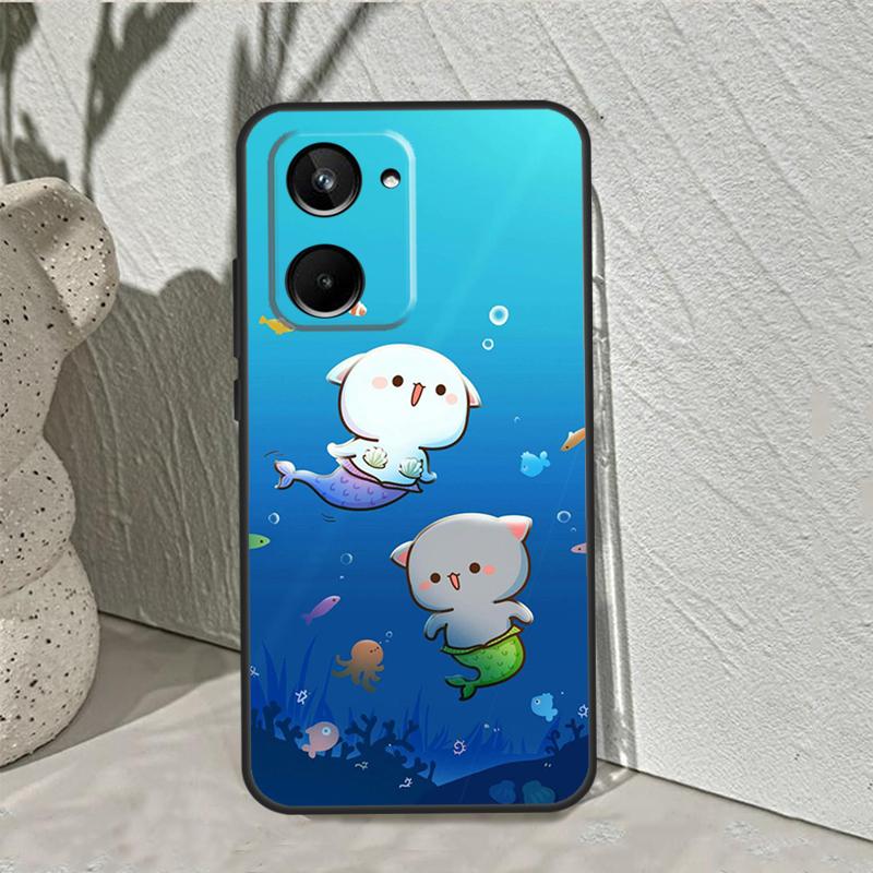Cartoon Peach Mochi Cat Case For Realme C53 C30 C55 C33 C35 C31 C21Y C25s C15 C11 GT Neo 5 3T 2T 8 9 10 11 Pro Plus