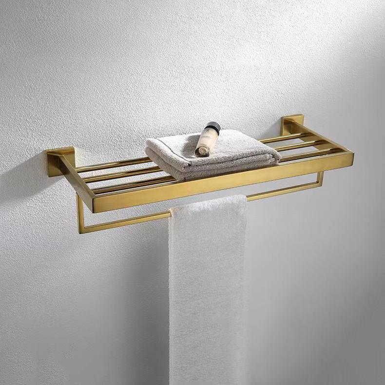 304 Stainless Steel Bathroom Set: Square Rack, Coat Hook, Toilet Paper Holder, and Brush