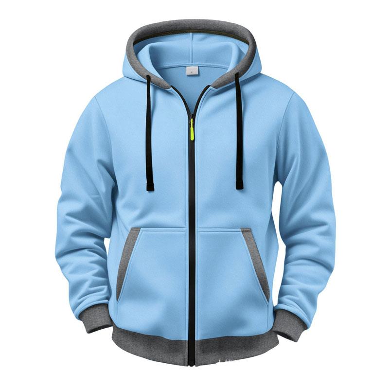 Men Zip Up Hoodie Fleece Lined Hooded Sweatshirt Casual Long Sleeve Full Zipper Hoodies Solid Color Loose Fit Outerwear Streetwear Hooded Jacket