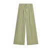 Summer New Product Women's Clothes Pleated Decorative Linen Blend Plaid High Waist Wide Leg Casual Trousers 4745024