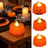 Battery Operated Pumpkin Lamps 2Pcs Halloween Flameless Candles, LED Candle, Decorative Candles Candy Bag Fillers for Light, 3D Tealight Thanksgiving