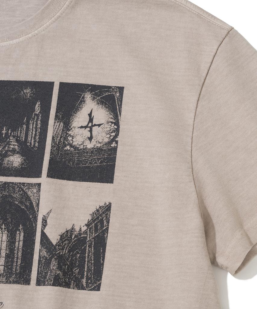 NOT4NERD Cathedral Afterimage Pigment Regular Fit T-Shirts - Beige