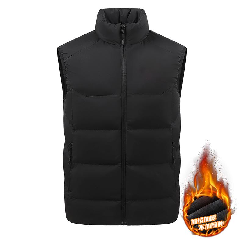 Unisex Fleece-Lined Stand-Collar Sports Vest for Autumn/Winter