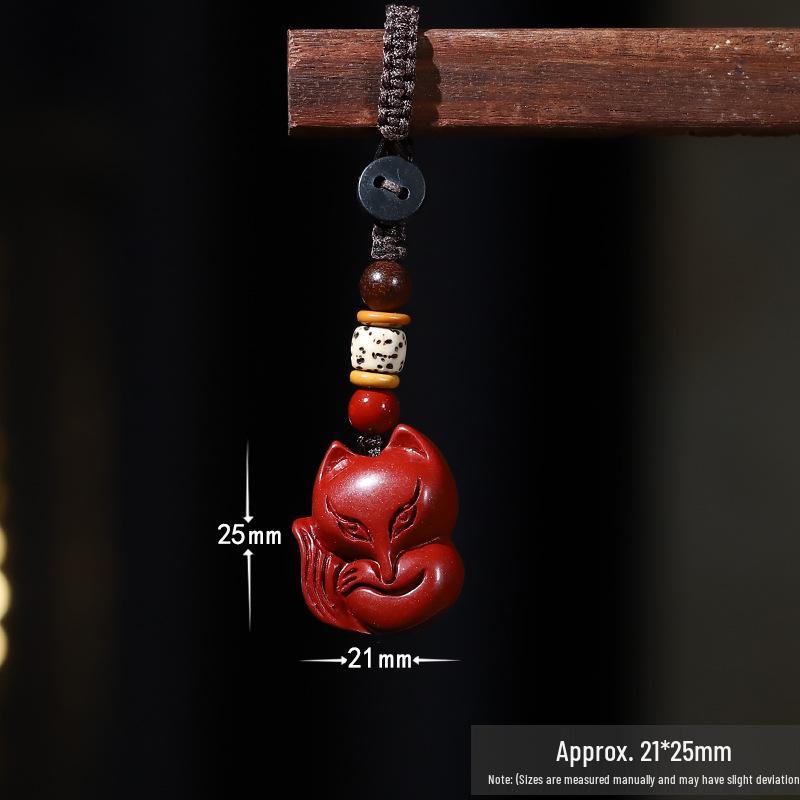 Exquisite Cinnabar Nine-Tailed Fox Keychain: Zodiac Peach Blossom Charm