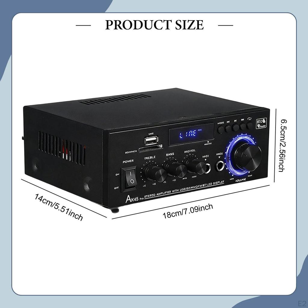 AK45Pro Power Amplifier, with Microphone Stereo Amp Receiver HiFi