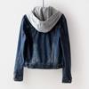Women's Korean Fashion Long Sleeve Jean Jacket Slim Hooded Short Denim Jacket Woman Coat