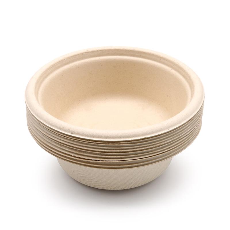 Eco-Friendly 350ml Sugarcane Pulp Disposable Bowls with Lids, 50-Pack