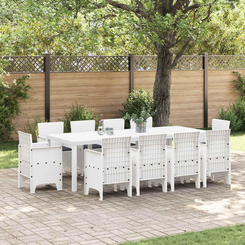 Garden Dining Set 11 Pcs White Polypropylene