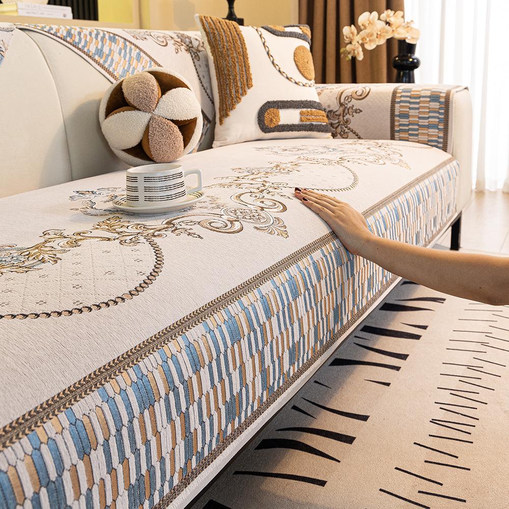 

Light Luxury Chenille Jacquard Sofa Cushion Non-Slip High-End Sofa Cover Nordic Simple Thickened Seat Cushion Cover Cloth Four Seasons 70*70cm