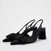 Elegant Black Women's Party Pumps Sexy Pointed Toe  Autumn Slingbacks Shallow  Classic Bow Ladies Office Shoes