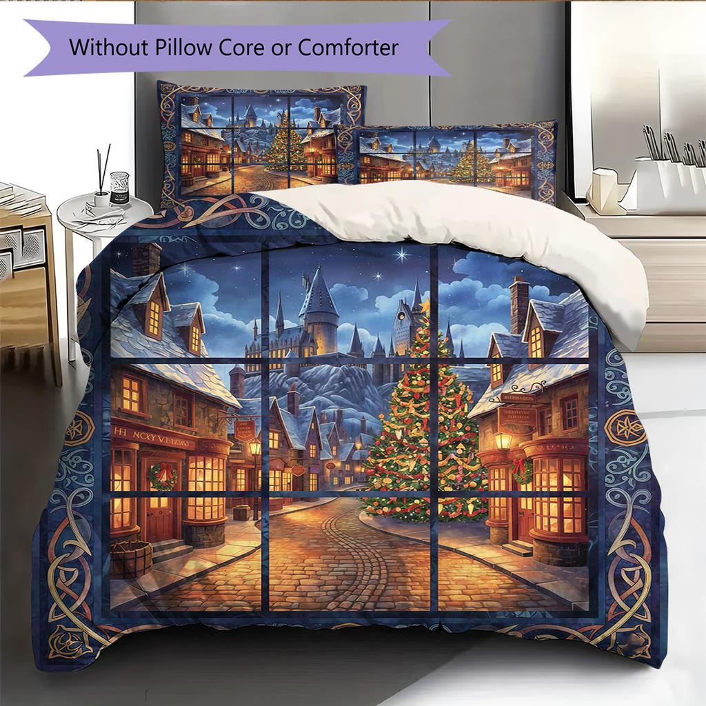 Conjunto de Colcha com Padrão de Desenho Animado Capa de Colcha Fronha Decoração de Casa Presente de Aniversário (1 capa de edredom + 2 fronhas, sem enchimento.)