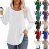 Women Long Sleeve Tunic Tops Pleated Blouses Scooped Neck Casual Dressy Shirts