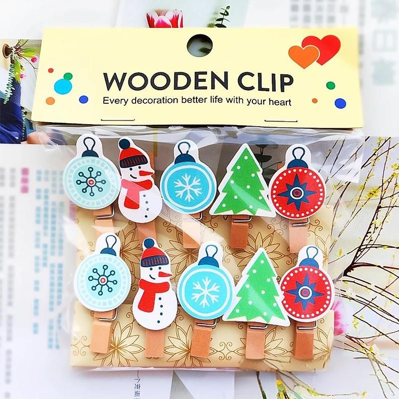 Cartoon Photo Display Decorated Odorless Christmas DIY Festive Atmosphere Gift Embellishment Wooden Clip Creative