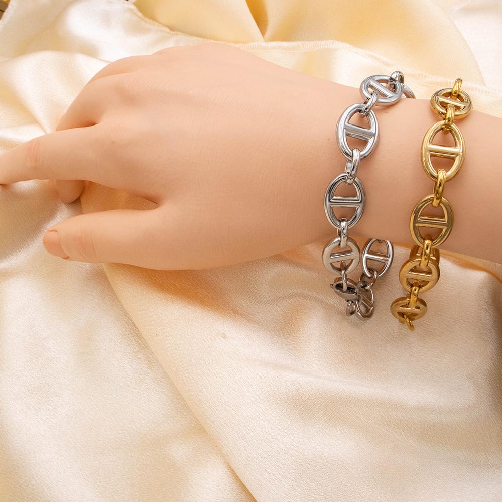 Unisex Chain Bracelet Silver and Gold Color - Simple Stainless Steel Jewelry Link Chain for Men, Hypoallergenic Gift