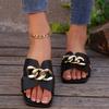 22 Large Size Flat-bottomed Slippers Flat-bottomed Light Chain Square Head One-character Casual Sandals